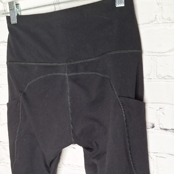 Phisockat Black Ankle Length Legging Wide Waistband Thigh Pockets Sz S - Picture 5 of 7